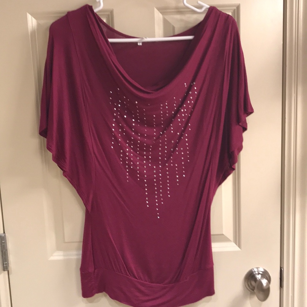Dark pink-ish- burgundy sparkle top.